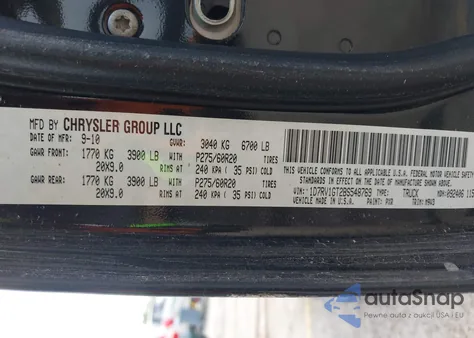 2011 Ram Ram 1500 Slt z USA, uszkodzony, nr VIN 1D7RV1GT2BS548769